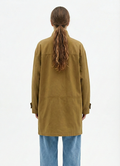 Mid-length parka in cotton blend
