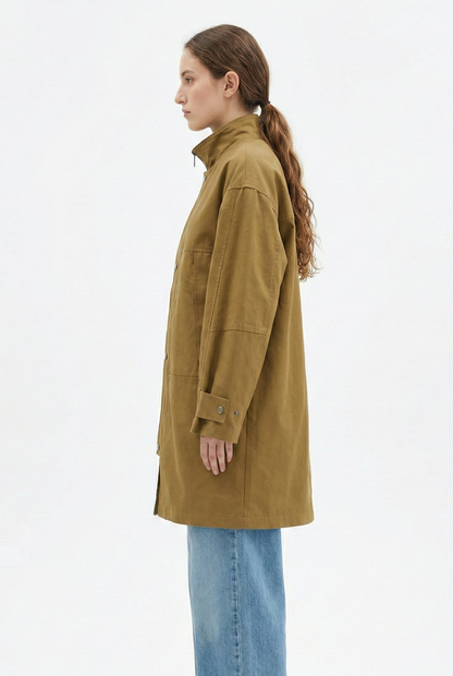 Mid-length parka in cotton blend