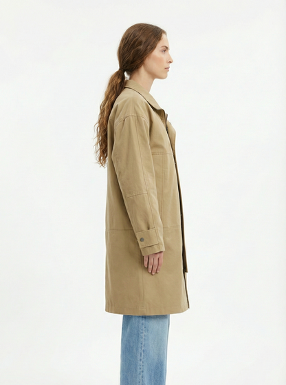 Mid-length parka in cotton blend