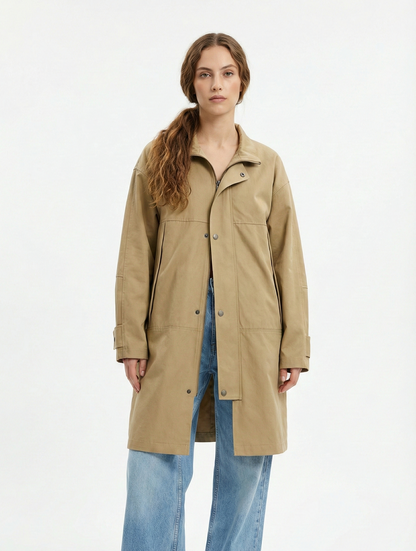 Mid-length parka in cotton blend