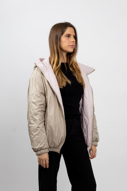 BLOUSON IMPERMÉABLE RÉVERSIBLE À CAPUCHE