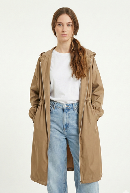 SATIN PARKA WITH HOOD