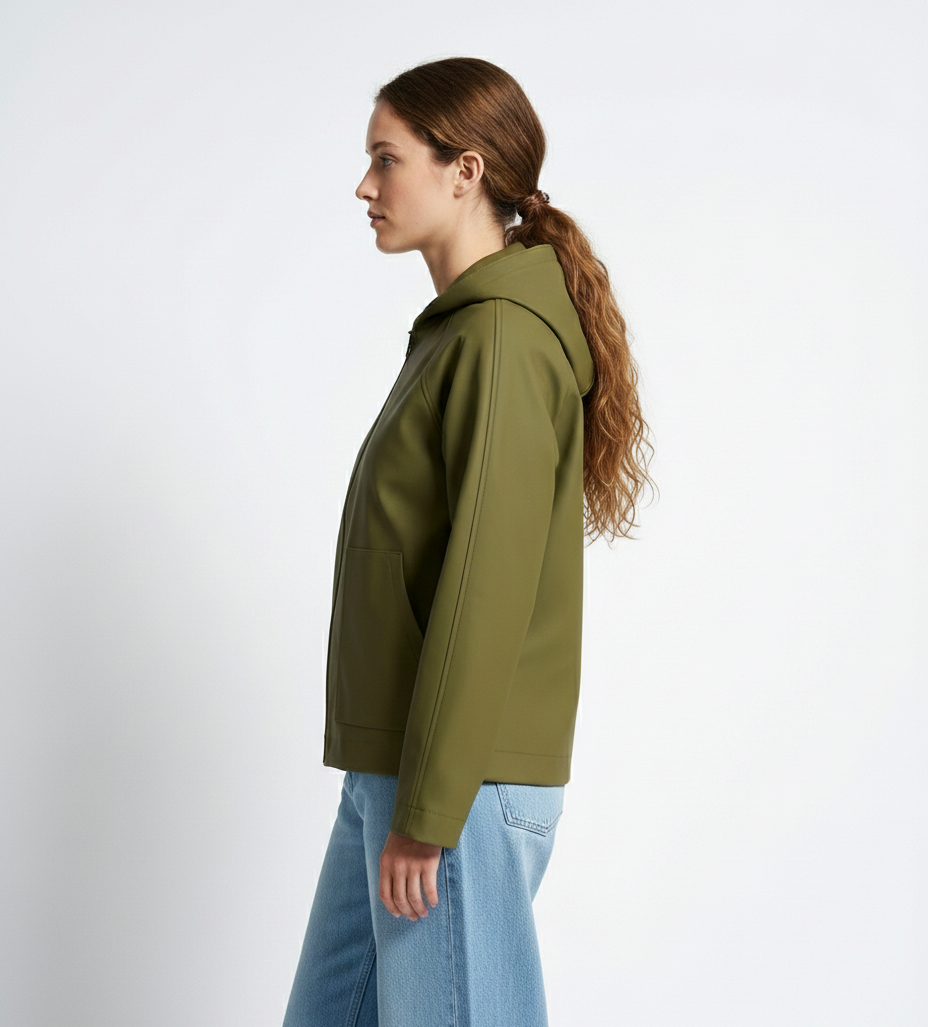 PARKA COURTE IMPERMÉABLE À CAPUCHE