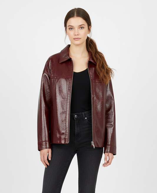 BLOUSON EN SIMILICUIR BRILLANT