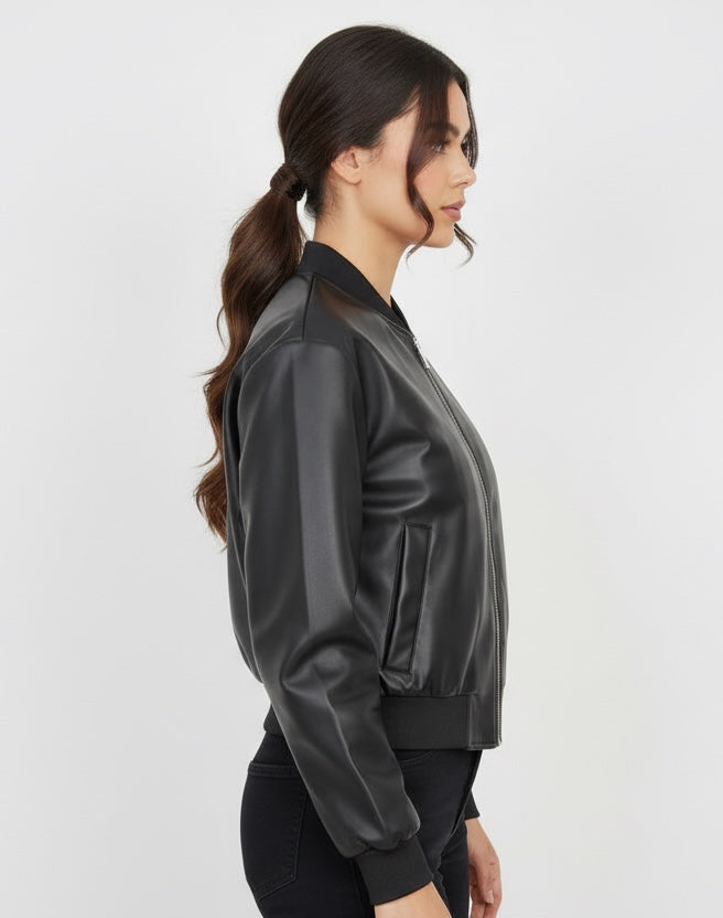 BLOUSON BOMBER EN SIMILICUIR