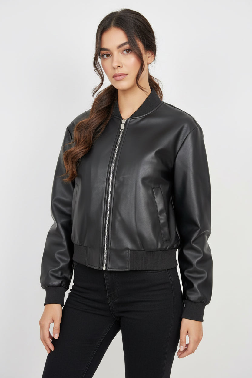 BLOUSON BOMBER EN SIMILICUIR