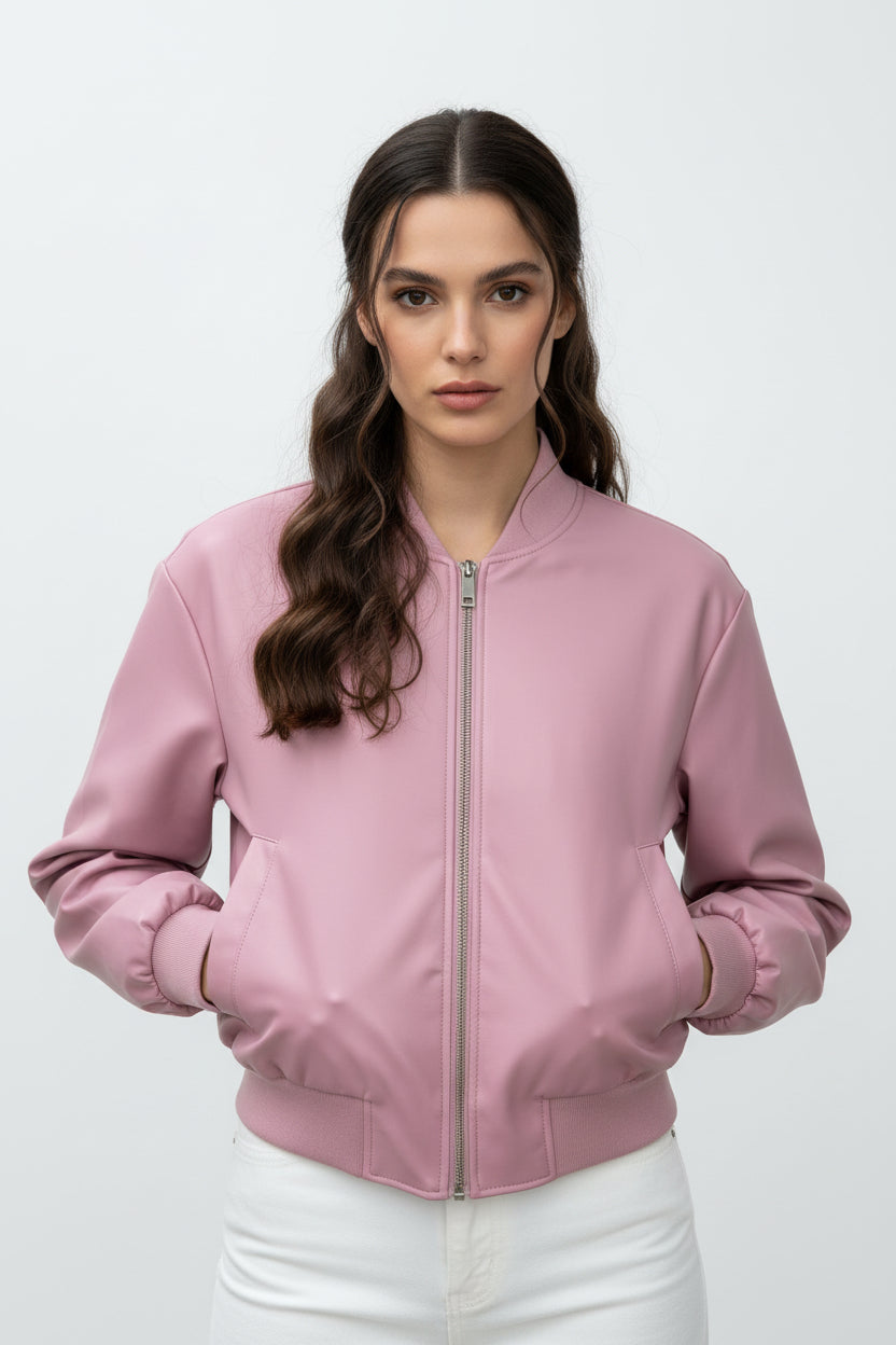 BLOUSON BOMBER EN SIMILICUIR