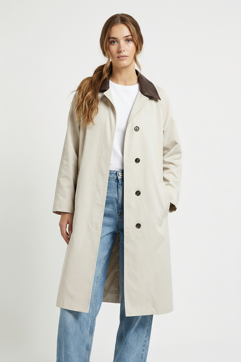 TRENCH COAT WITH CONTRAST COLLAR
