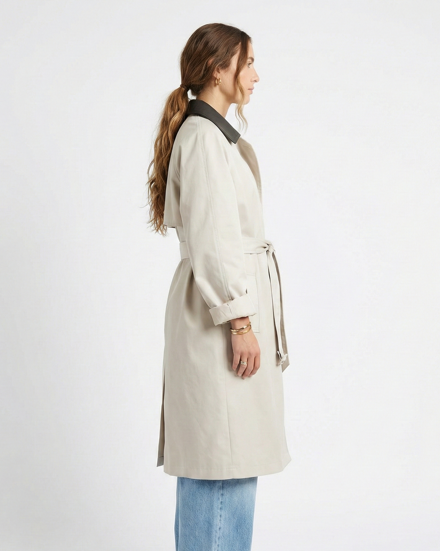 TRENCH COAT WITH CONTRAST COLLAR