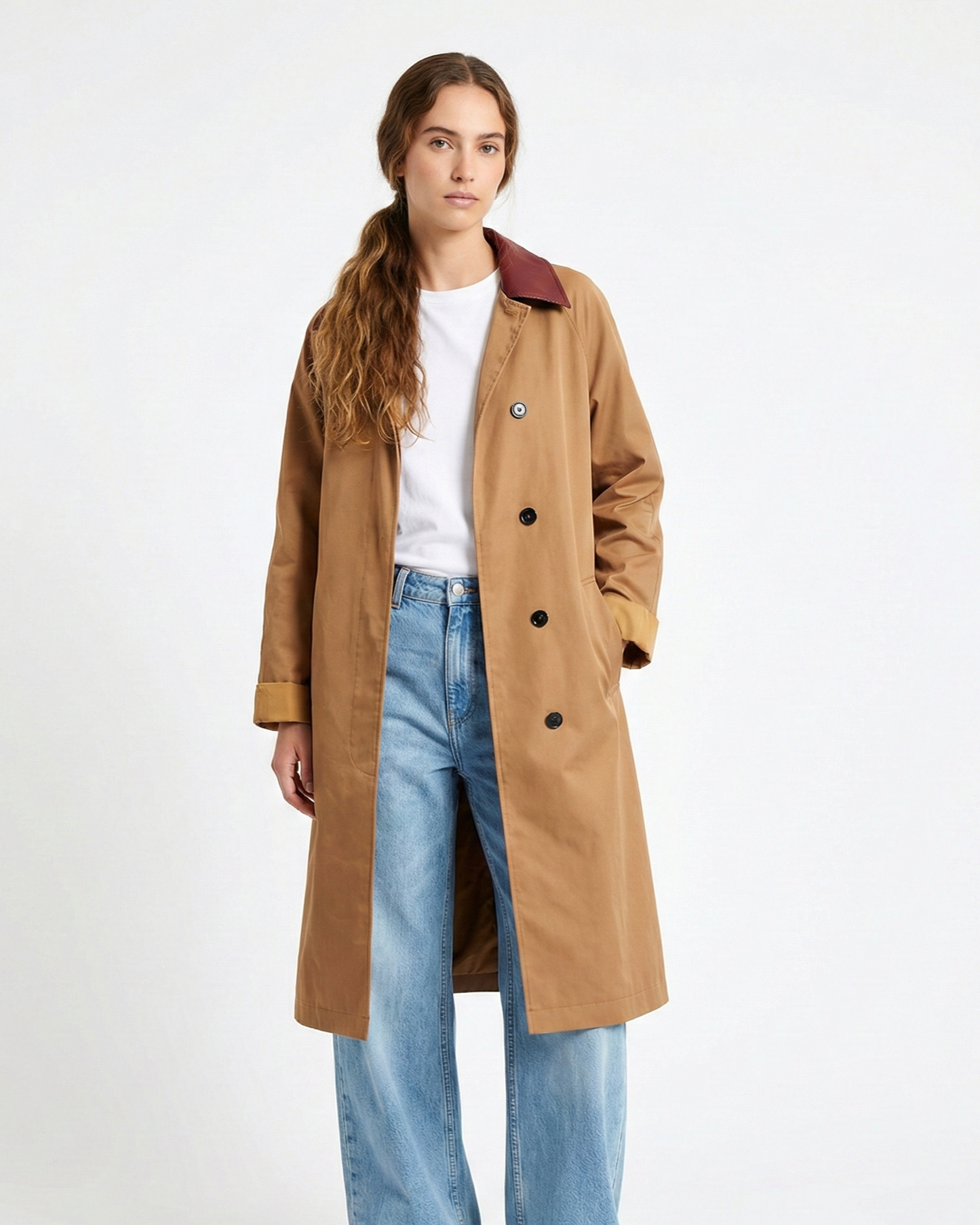TRENCH COAT WITH CONTRAST COLLAR
