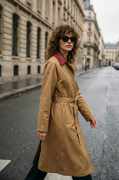 TRENCH COAT WITH CONTRAST COLLAR
