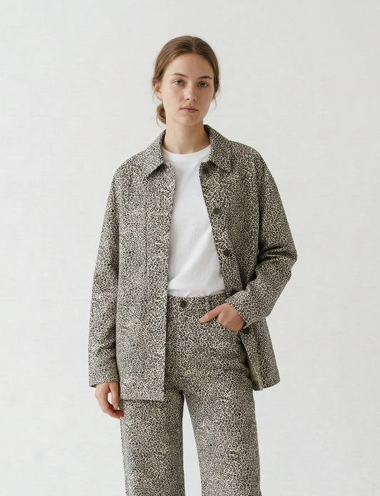 VESTE EN JEANS À IMPRIMÉ LÉOPARD