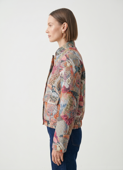 BLOUSON À MOTIF JACQUARD MÉTALLISÉ