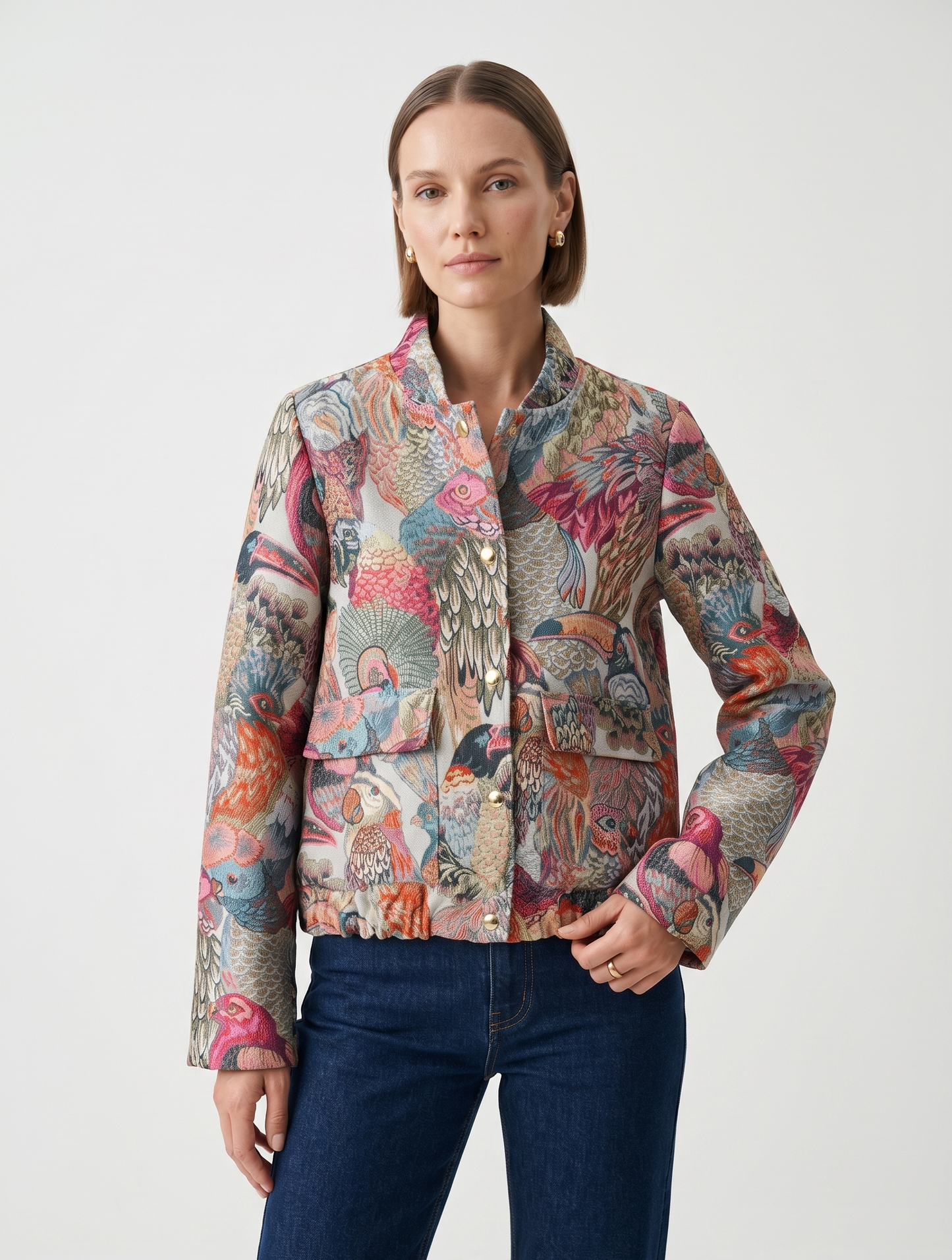 BLOUSON À MOTIF JACQUARD MÉTALLISÉ