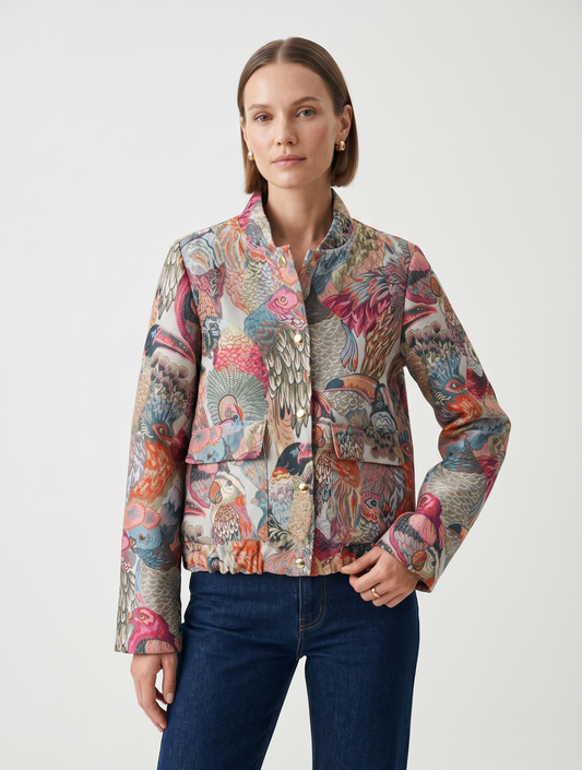 BLOUSON À MOTIF JACQUARD MÉTALLISÉ