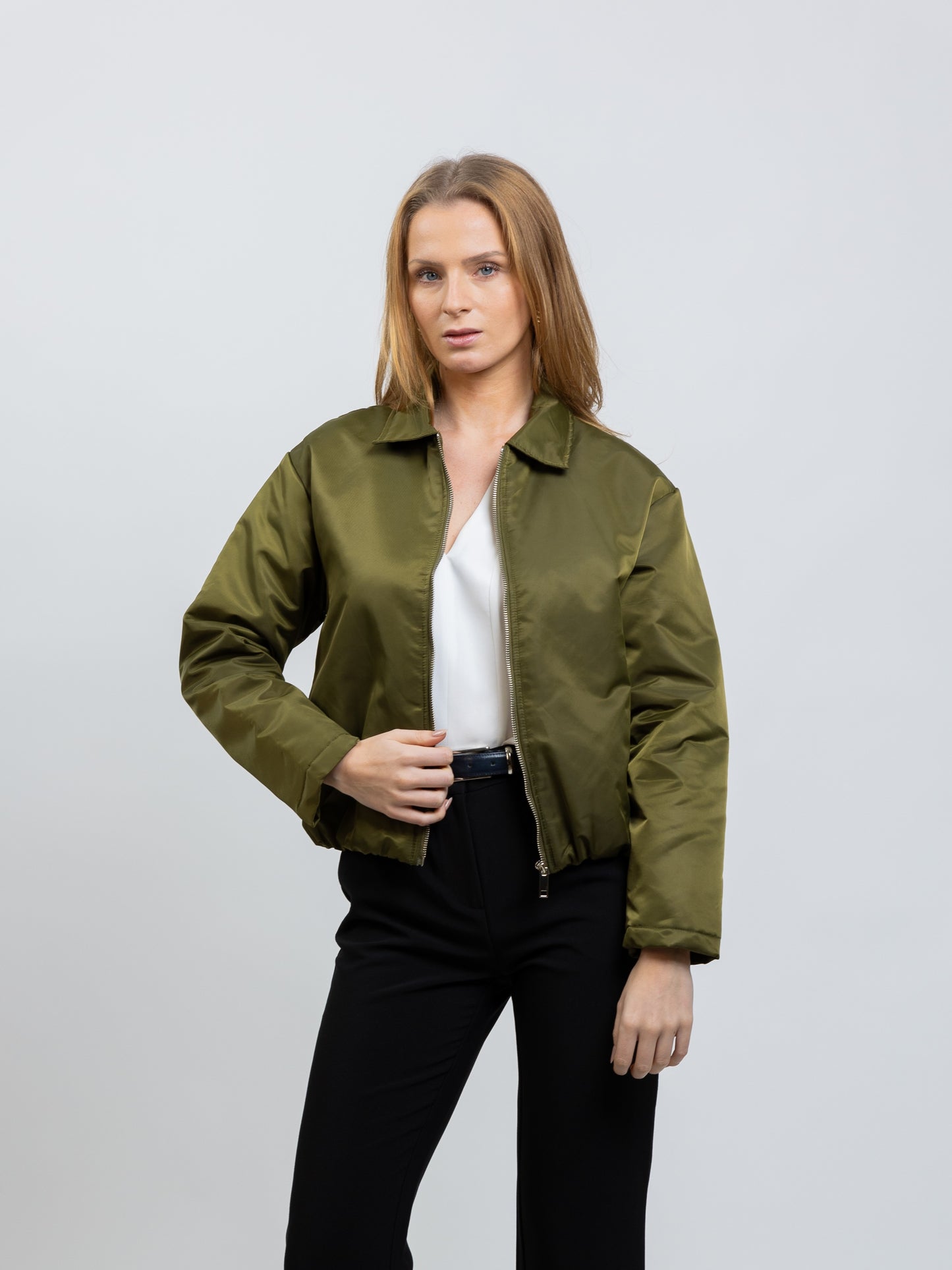 BOMBER JACKET WITH CONTRASTING LINING