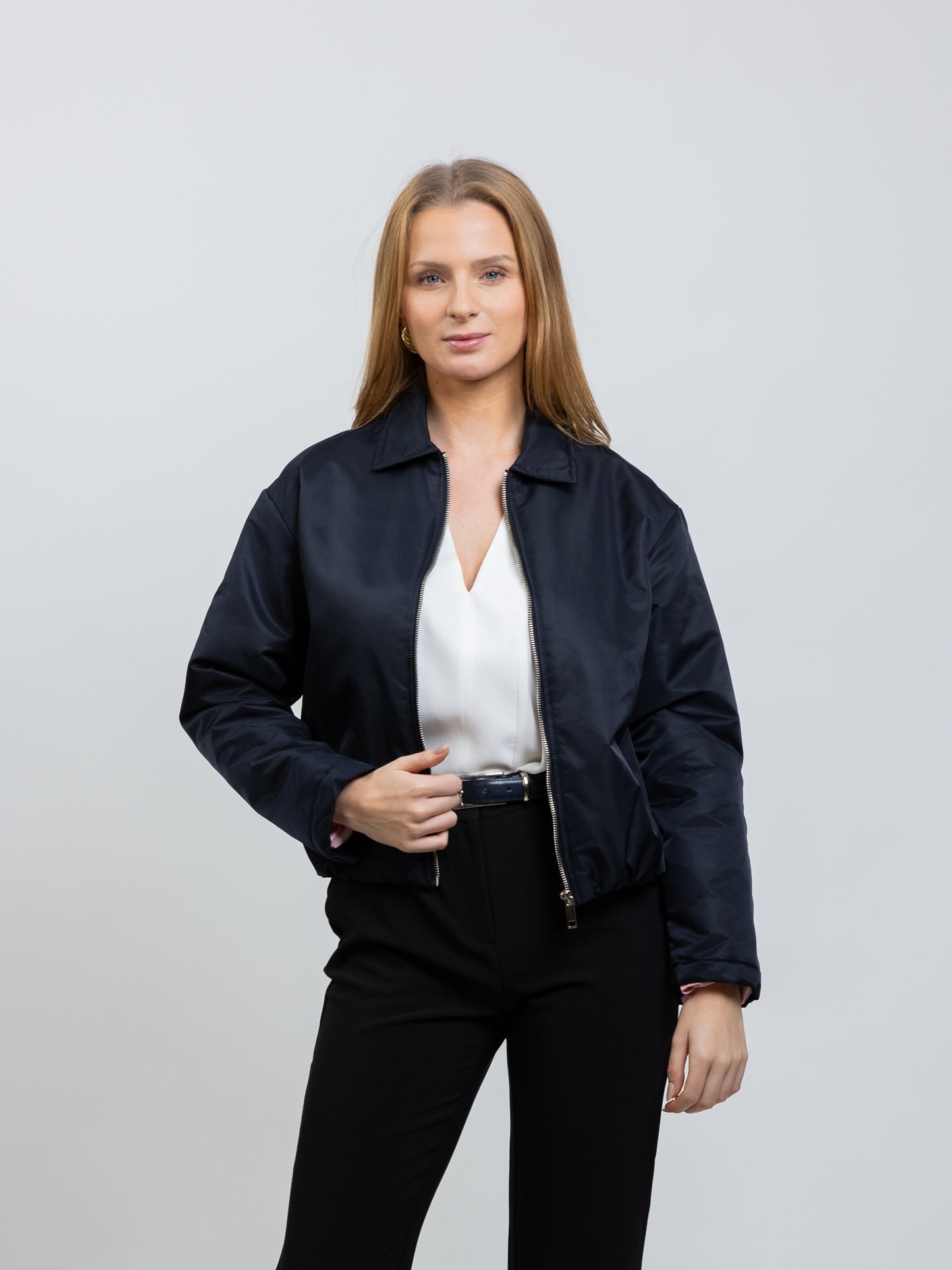 BOMBER JACKET WITH CONTRASTING LINING