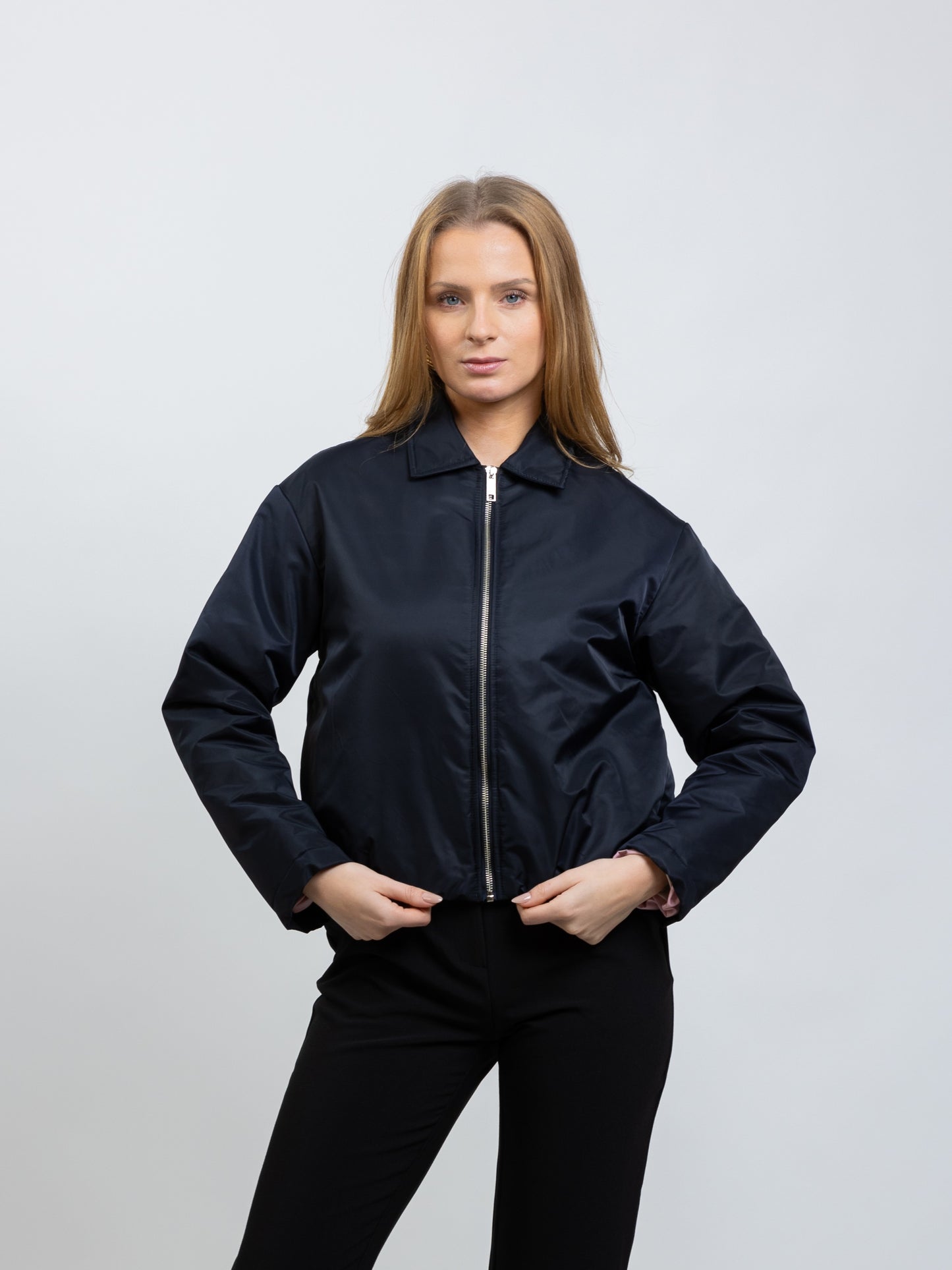 BOMBER JACKET WITH CONTRASTING LINING