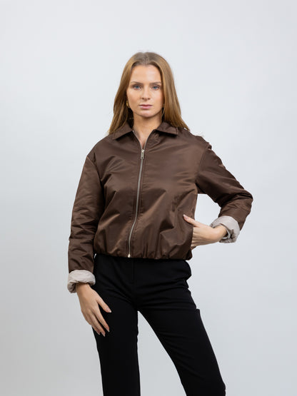 BOMBER JACKET WITH CONTRASTING LINING