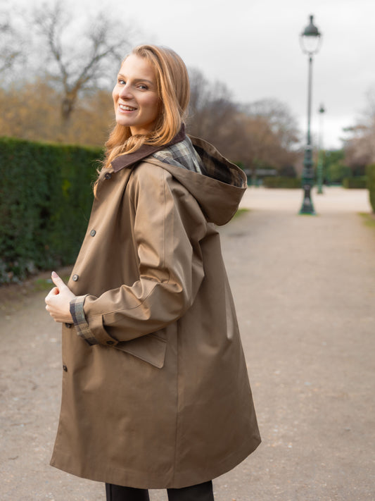 Checkered lined parka with hood