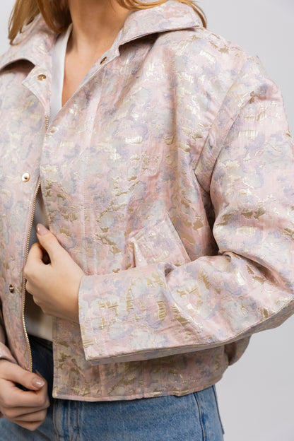 PATTERNED JACKET IN METALLIC FABRIC