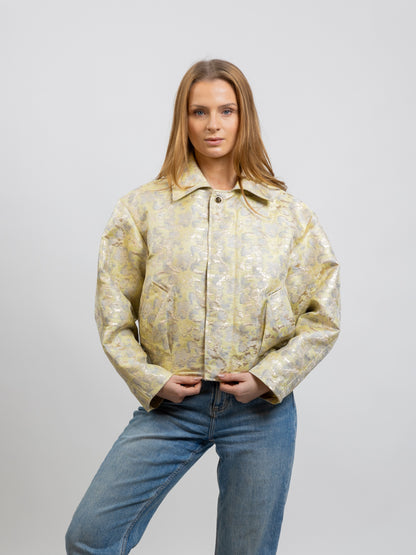 PATTERNED JACKET IN METALLIC FABRIC