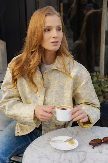 PATTERNED JACKET IN METALLIC FABRIC