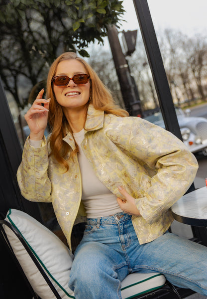 PATTERNED JACKET IN METALLIC FABRIC