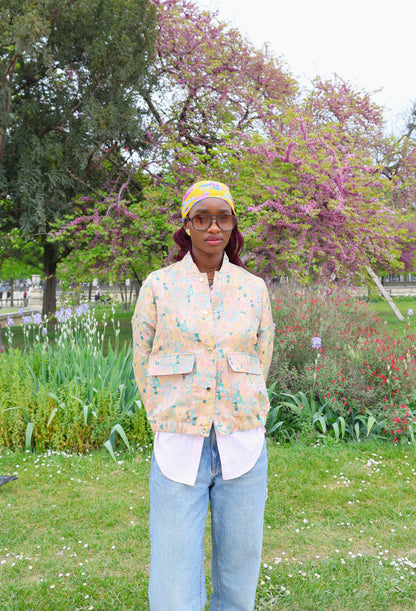 METALLIC FLORAL PRINT JACKET