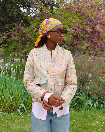METALLIC FLORAL PRINT JACKET