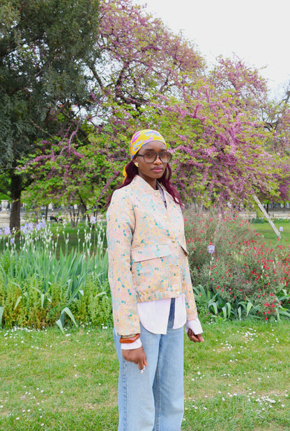 METALLIC FLORAL PRINT JACKET