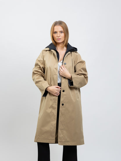 TWO-PIECE FAUX PARKA WITH CONTRASTING HOOD