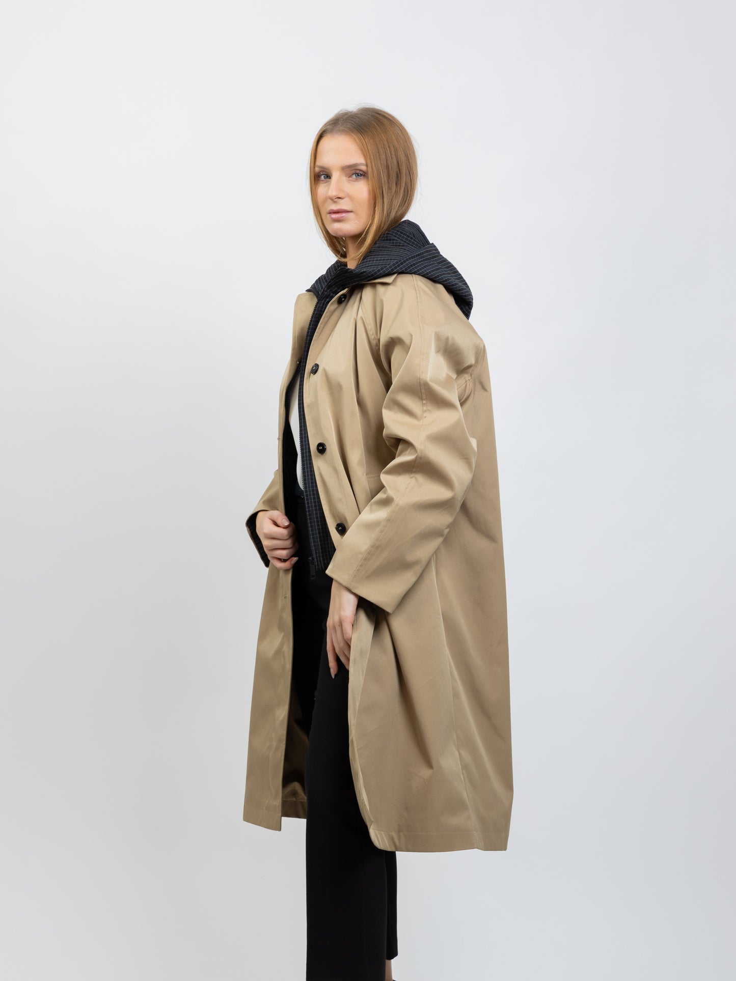 TWO-PIECE FAUX PARKA WITH CONTRASTING HOOD