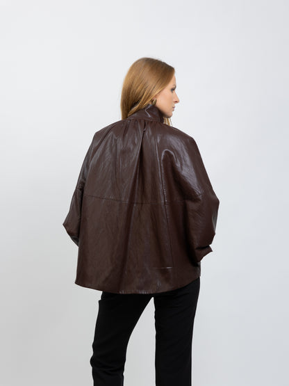BLOUSON CAPE EN SIMILICUIR