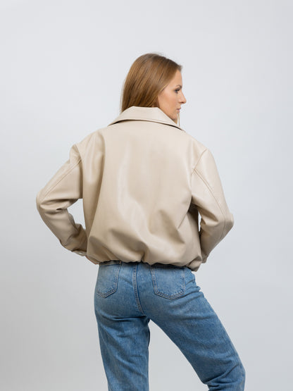 BLOUSON EN SIMILICUIR AVEC CEINTURE