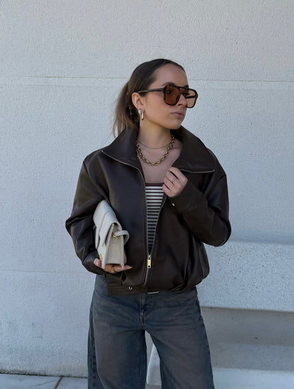 FAUX LEATHER JACKET WITH BELT
