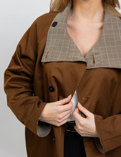 TRENCH COURT REVERSIBLE À CARREAUX