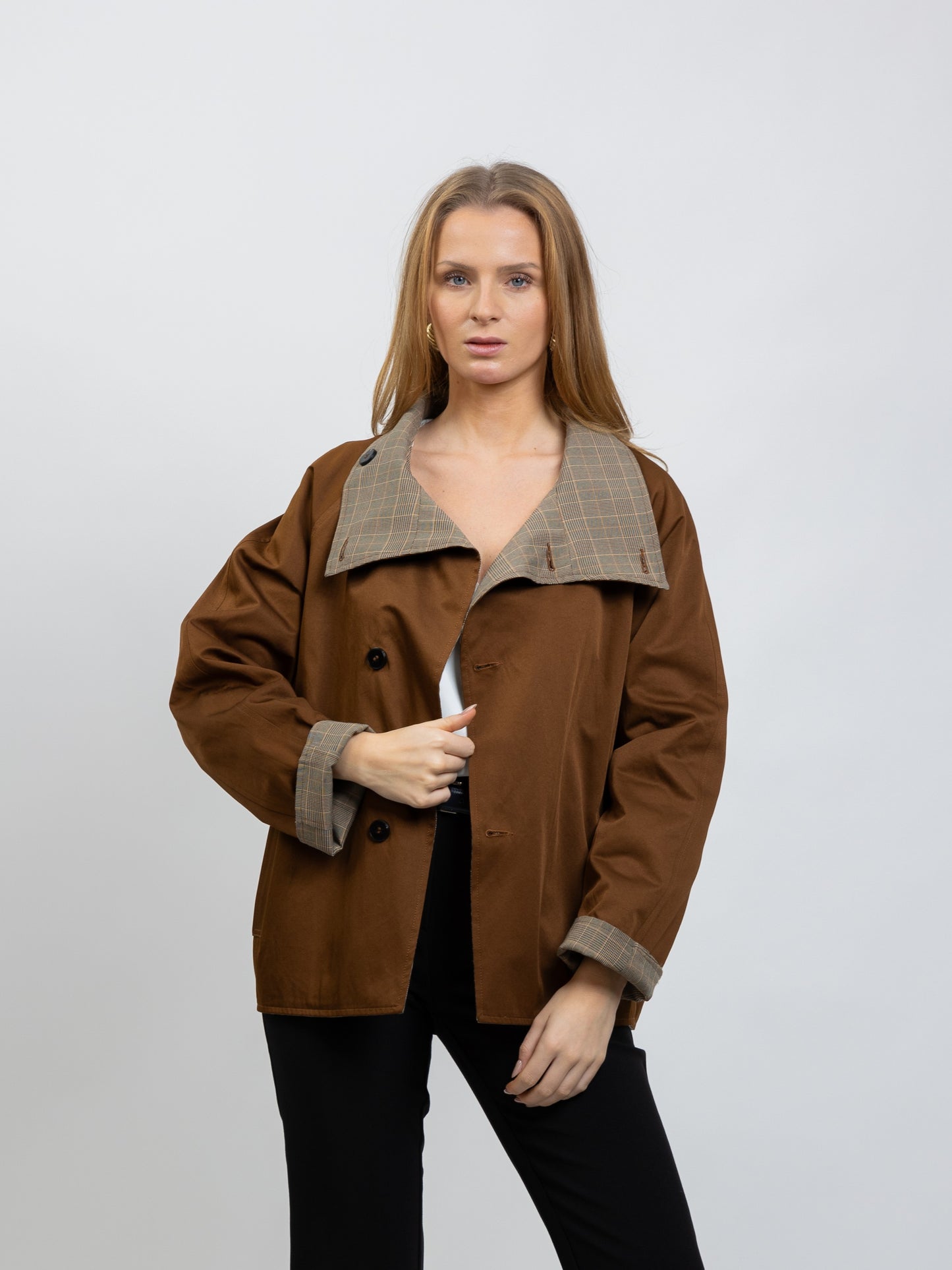 TRENCH COURT REVERSIBLE À CARREAUX