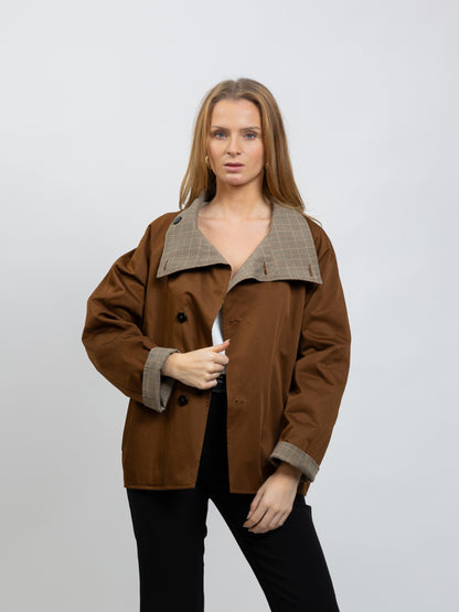 TRENCH COURT REVERSIBLE À CARREAUX