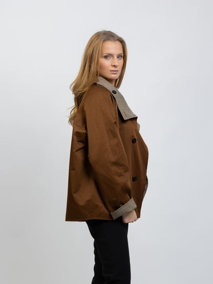 TRENCH COURT REVERSIBLE À CARREAUX