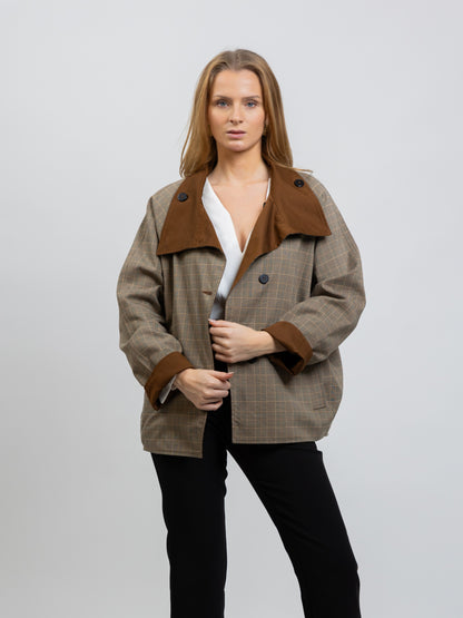 TRENCH COURT REVERSIBLE À CARREAUX