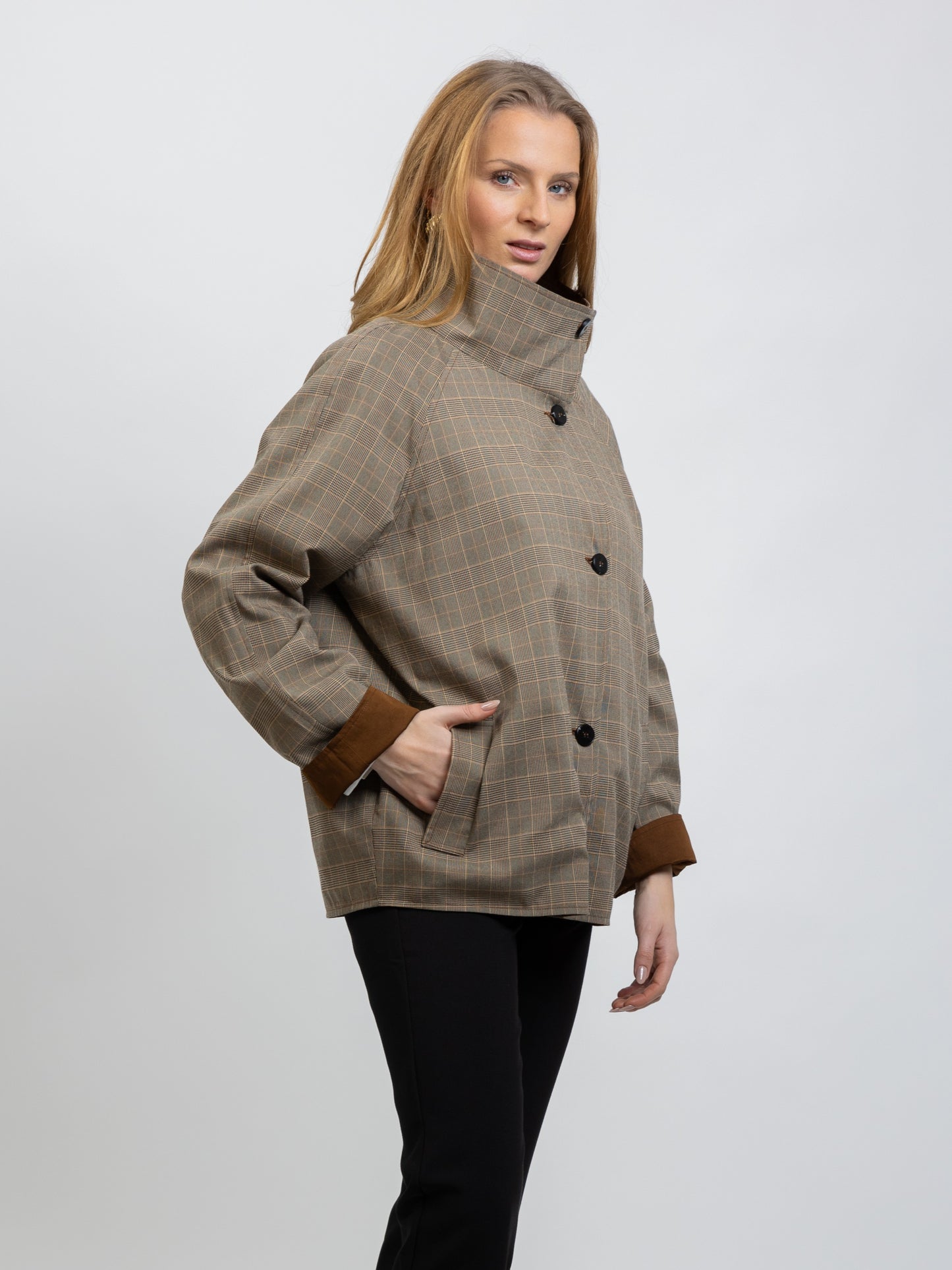 TRENCH COURT REVERSIBLE À CARREAUX