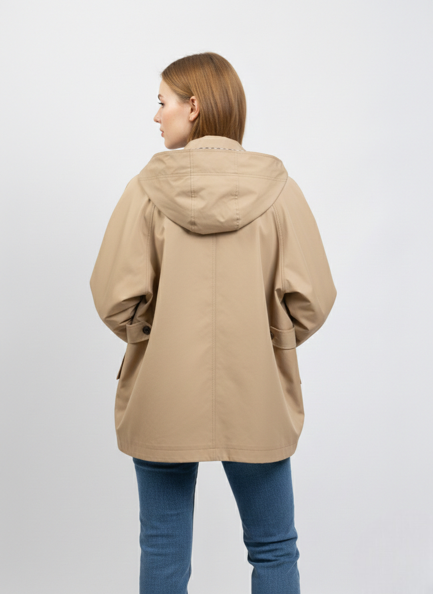 PARKA À CAPUCHE AVEC MOTIF CARREAUX