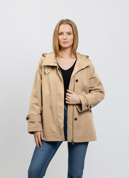 PARKA À CAPUCHE AVEC MOTIF CARREAUX