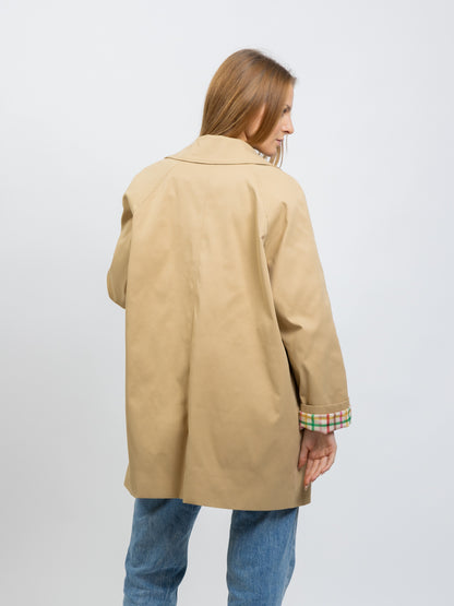 MID-LENGTH TRENCH COAT WITH PLAID LINING