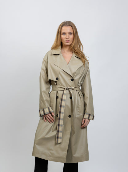 PLAID TRENCH COAT WITH BELT