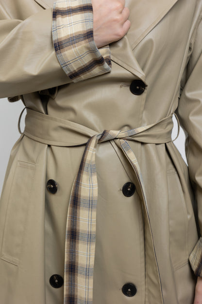 PLAID TRENCH COAT WITH BELT