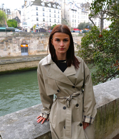 PLAID TRENCH COAT WITH BELT