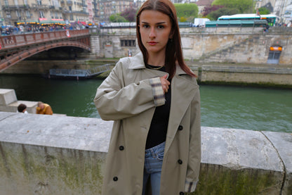 PLAID TRENCH COAT WITH BELT