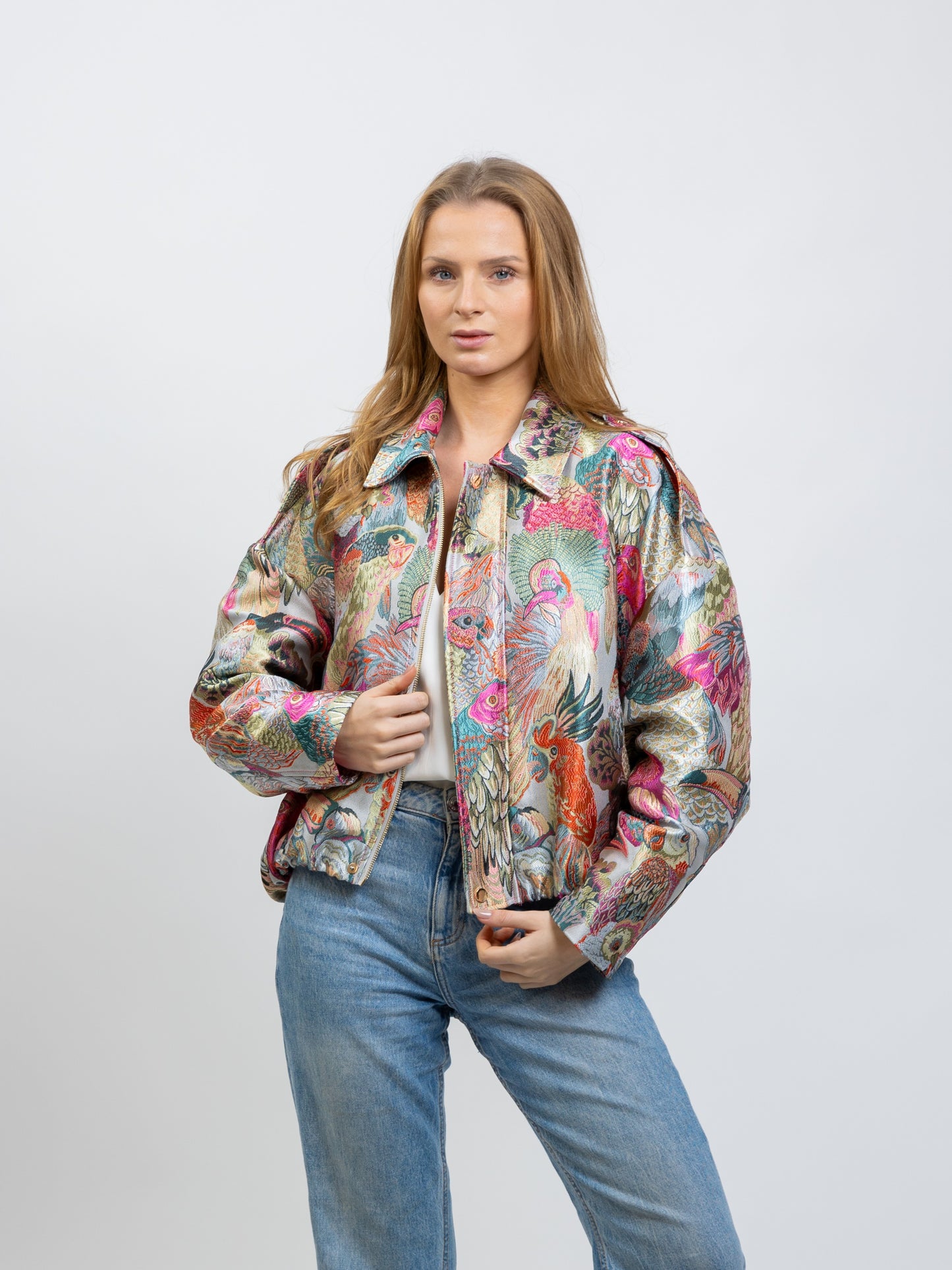 VESTE À MOTIF JACQUARD MÉTALLISÉ